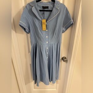 GownTown Women's 1950's Vintage Short Sleeve North Lapel Spring Dress